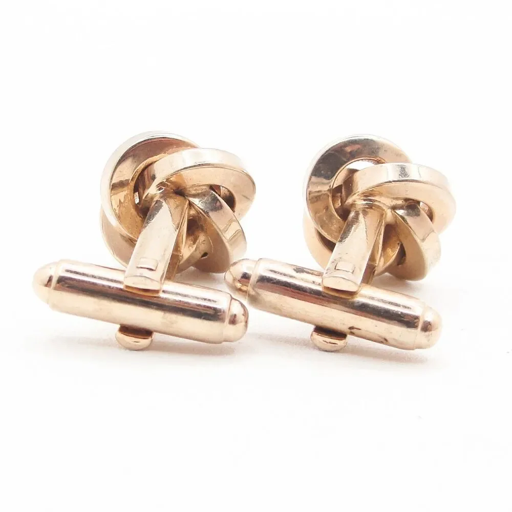 Vintage Gold Tone Love Knot Cufflinks Classic Men's Formal Swirl Wedding Groom